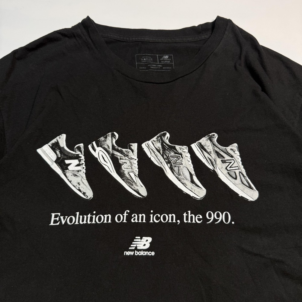 New Balance 990 Evolution Of An Icon Graphic Tee Mens XL Black Made in USA